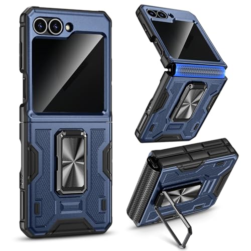 Image of VEGO for Samsung Flip 6 Case with Screen Protector [Anti-Peeping][Hinge Protection & Adjustable Kickstand] Full-Body Shockproof Protective Phone Case for Samsung Galaxy Z Flip 6 2024 - Blue