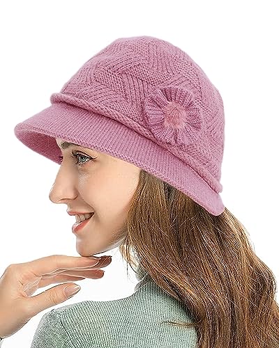 CheChury Frauen Cloche Hüte Bucket Hat Französische Baskenmütze Vintage Floral Wollkleid Klassischer Hut Winter Glockenhut Kirche Hut Klassisch Bowler Hut Melonenhut Fedorahüte Frauen
