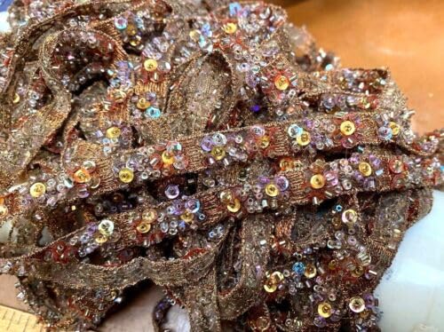 Copper Gold Embroidered Metallic Hand Sewn 3/8