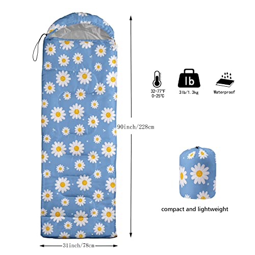Saco de dormir Datura home para niños, color Daisy Blue, ligero, cálido, resistente al agua para camping y senderismo (Daisy 32"*90") miniatura 3