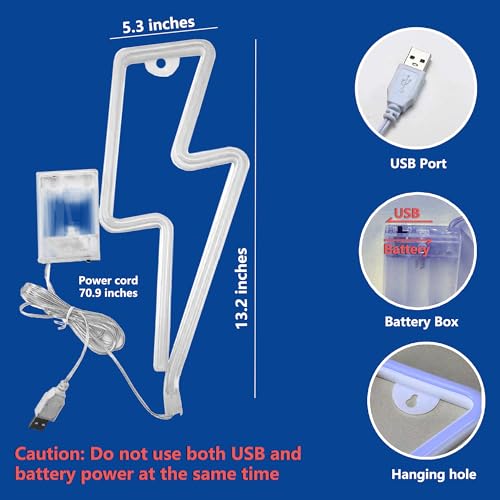 Image of 1 Pack Lightning Neon Sign Wall Decor,USB&Battery Powered LED Bolt Game Neon Light for Teen Girl Kid's Bedroom, Bar, Aesthetic,Christmas,Gaming Room, Party, Home, Wedding Party-yellow