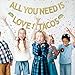 SNFHWL All You Need Is Love & Tacos Banner, Mexican Fiesta Theme Party Sign, Bridal Shower | Wedding Engagement | Bachelorette | Valentines Day Party Supplies Bunting Decorations Gold Glitter Garlands