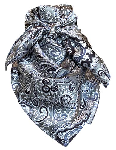 Wyoming Traders XL Paisley Silver and Black Wild Rag 42 Inch Scarf