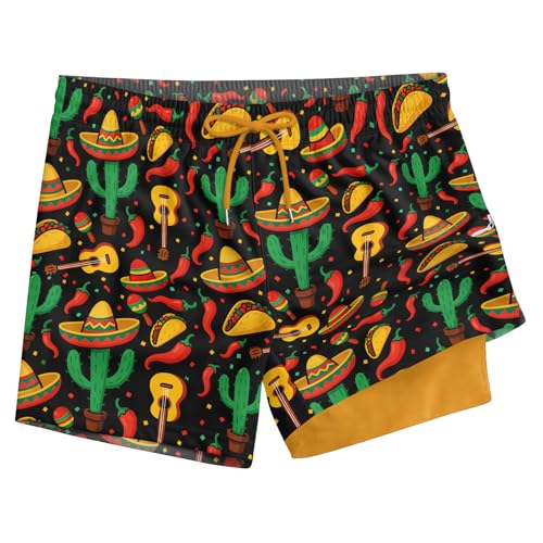 HUNTFAMI Men's Swim Trunks Board Quick Dry 7 Inch Beach Shorts Compression Liner Bathing Suit2