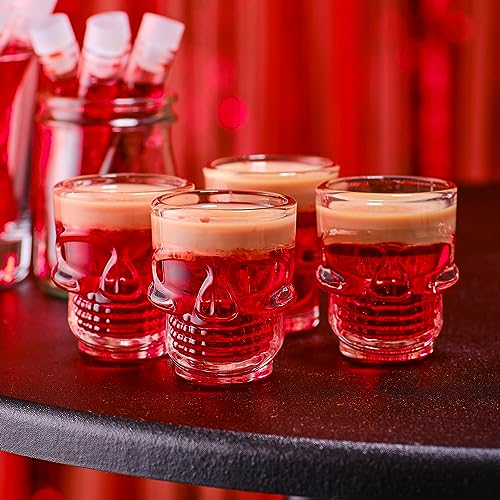 Ginger Ray Lot de 4 verres à shot Halloween Motif tête de mort