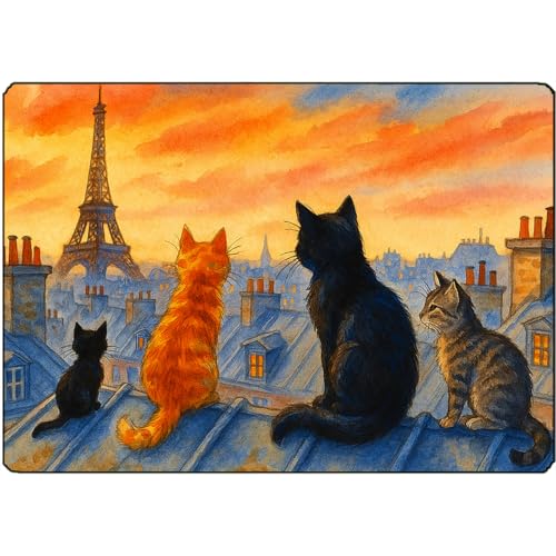 Planche à découper Chats sur les toits de Paris 28,5 x 20 cm