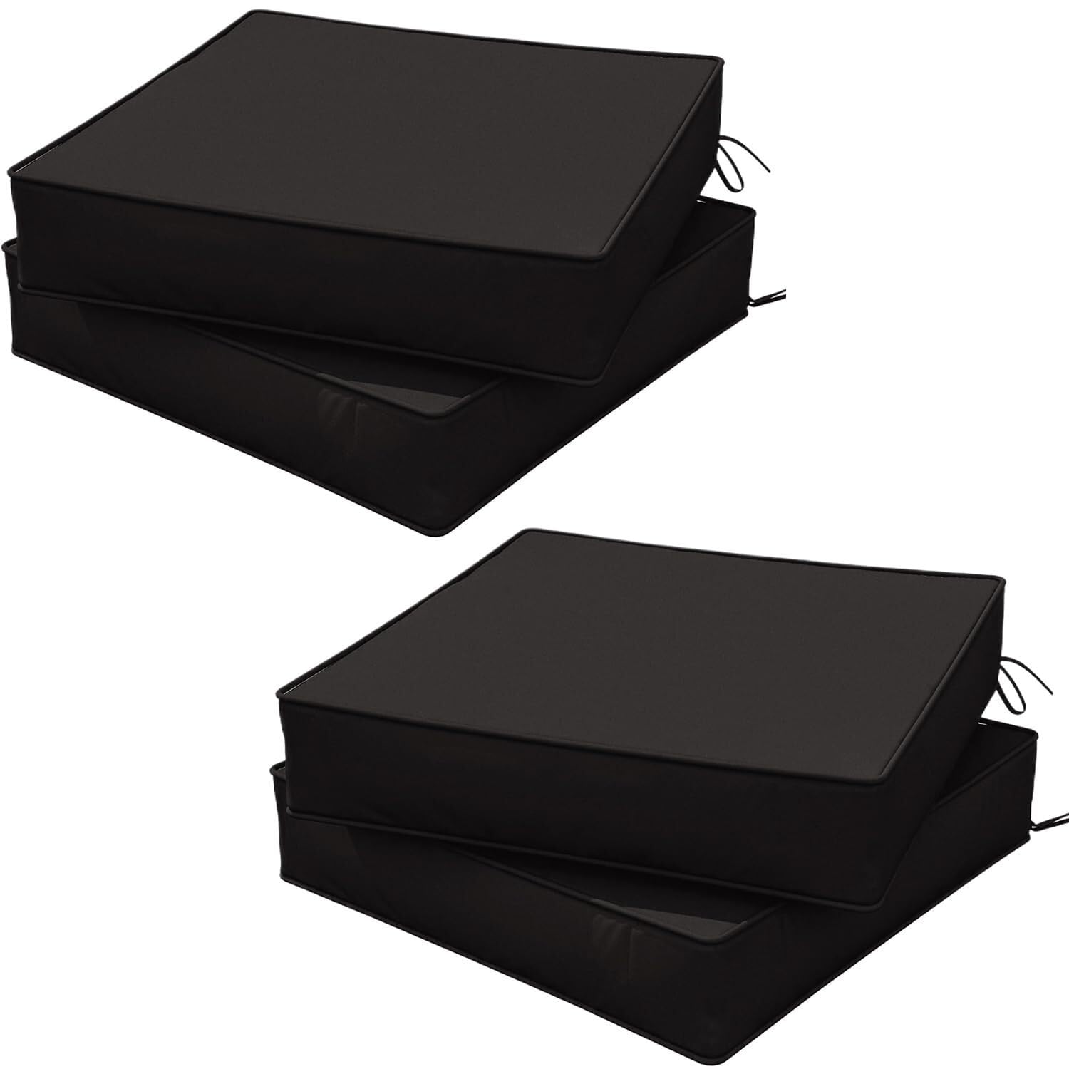 Set di cuscini per sedia da giardino da esterno, impermeabili, con lacci, spessore 3 cm, 40 x 40 cm, 4 pezzi, ideali per patio, cucina e sala da pranzo, colore nero.
