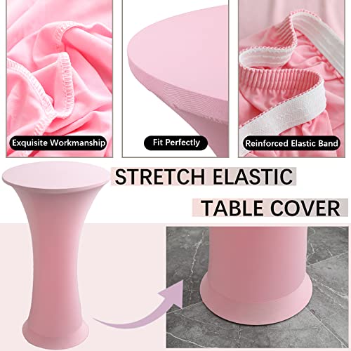 Image of Cocktail Table Covers - 2 Pack 24 inchx43 inch Fitted Highboy Table Cloth - Pink