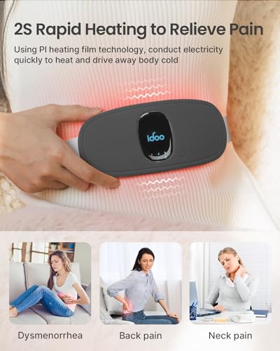 Image of iDOO Period Heating Pad for Cramps, FSA Eligible Item, Menstrual Travel Heated Pad with 3 Heat Levels and 3 Massage Modes, Portable Cordless Heating Pad, Gifts for Girlfriend Mom Wife Women,(Black)