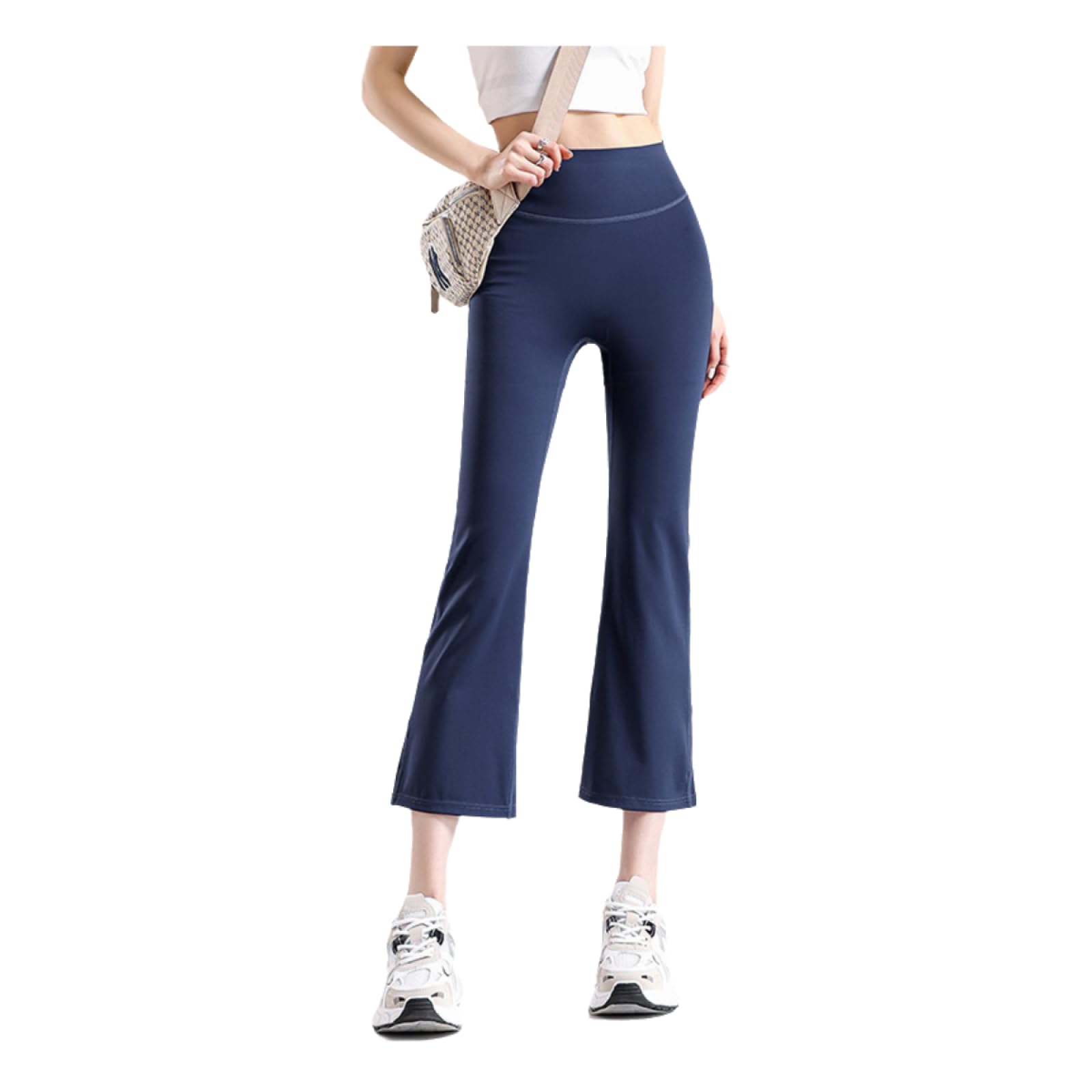 Generisch Bootcut Jazzpants damskie spodnie z dziewięciopunktowym wzorem rekina, dla kobiet, wysoka talia, spodnie rekreacyjne, wąskie, rozszerzane, spodnie do jogi do odzieży wierzchniej, rozmiar S