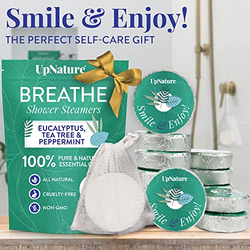 Upnature Shower Steamers Aromatherapy, Breathe 12Pcs - Eucalyptus Shower Steamer With 100% Pure Natural Eucalyptus, Tea Tree & Peppermint Essential Oil Vapor Shower Tablets For Sinus Relief #TOP5
