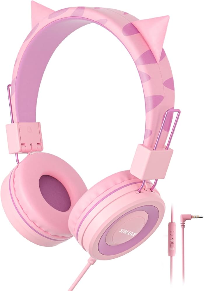 みさ•*¨*•.¸♬︎ Amazon.com: SIMJAR Cat Ear Kids Headphones with Microphone