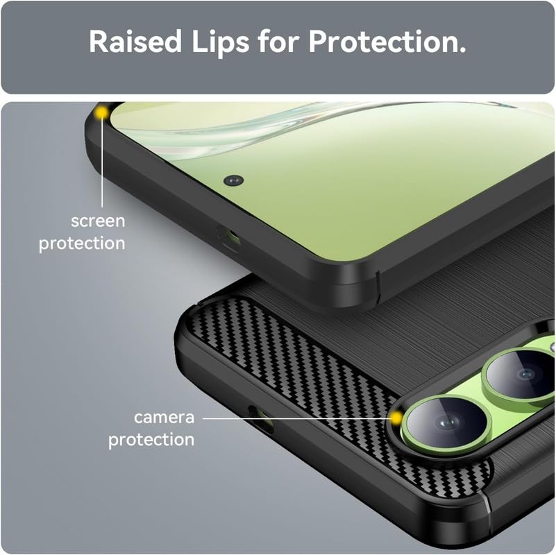 Image of NPRC Hybrid Ultra Slim Protective Case TPU Non-Slip Carbon Fiber Texture Shockproof Case Cover for Oneplus nord CE 4 LITE - Black
