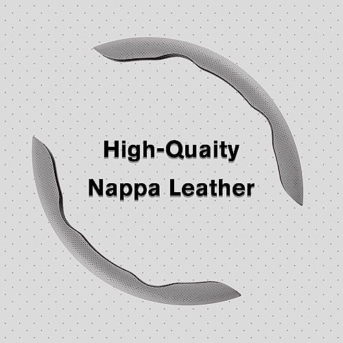 Image of AutoBizarre Car Anti Skid Non Slip Grey Leather Steering Wheel Grip Covers Decoration Universal for All Cars - Set of 2 pcs