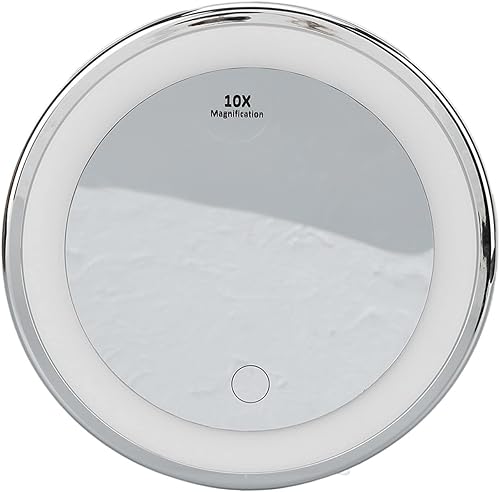 Miniatura 2 de Zetiling Espejo de maquillaje LED de aumento 10x, montaje en pared, redondo, 17.3 pulgadas de largo x 6.9 pulgadas de ancho, marco negro, estilo