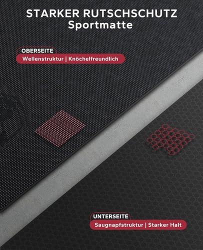 HAPBEAR Yogamatte XXL- Extra Groß Breit Sportmatte Fitnessmatte Rutschfest 213x152/183x122x0.8cm Dicke,Hoher Dichte Ultra Haltbar PVC, Gymnastikmatte mit Fitnessbänder,Schuhfreundlich-Schwarz