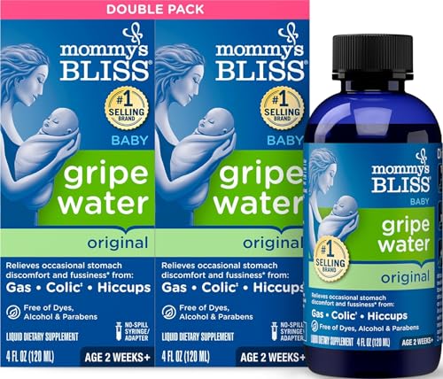 Image of Mommy's Bliss Original Gripe Water, Gas and Colic Relief, Gentle and Safe, Made for Infants, 2 Weeks+, 8 Fl Oz (2 Bottles)