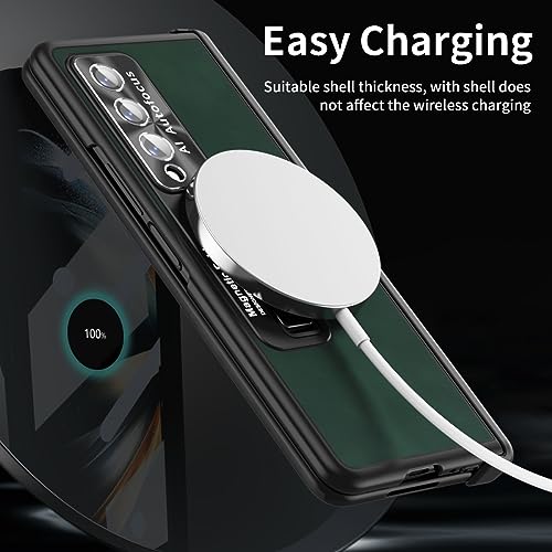 Étui cuir PU Galaxy Fold 4 antichoc mince et magnétique vert - 6