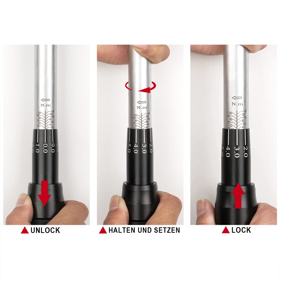 Awang Chiave dinamometrica 3/8", 20-140 Nm, set di chiavi dinamometriche per moto, ±3% precisione di errore, 72 denti