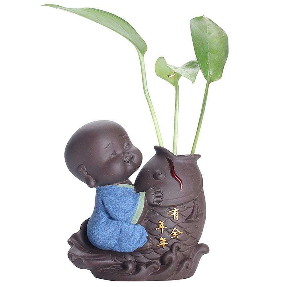 Bontannd Blue 1Pc Ceramic Mini Laughing Buddha Statue Maitreya Monk Figurine Home Decor Arts And Crafts Tea Accessories