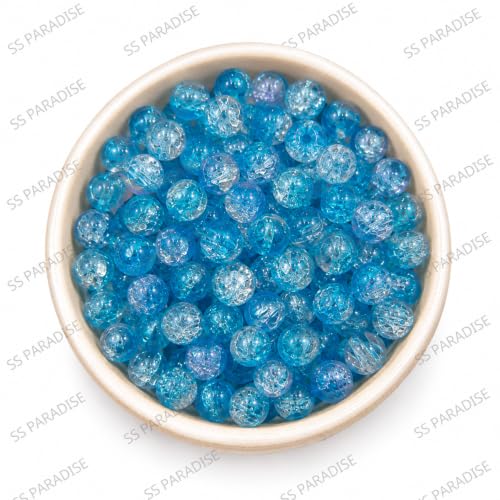 Image of SS Paradise 8mm Glass Beads (6 Colors 300 Pieces) for Jewellery Making | Round Loose Beads Strands for Necklace, (Set 2)