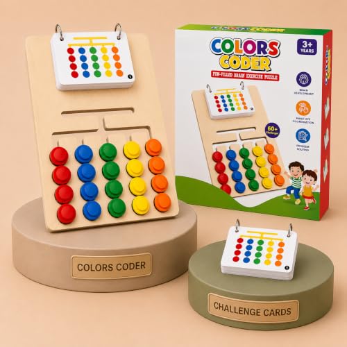Image of Royals Hub Kids Montessori Slide Puzzle I Color & Pattern Matching Learning Toys Wooden Puzzle Learning Toys Logic Brain Game for Kids 3-8 Years I Birthday Gift for Boys & Girls I Educational Activity