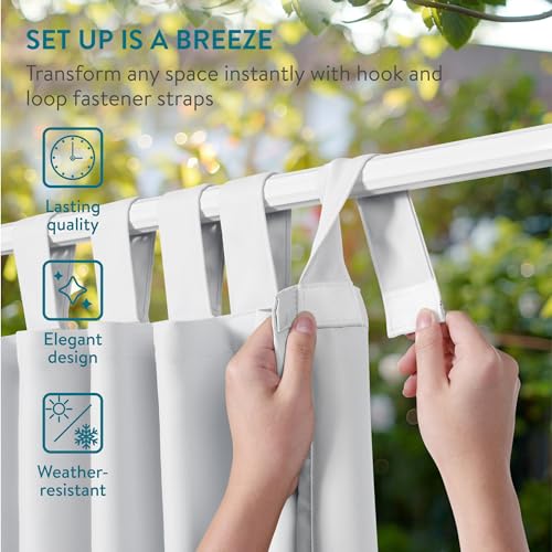 JEMIDI Weatherproof Outdoor Curtains with Eyelets - Weather-Resistant and Waterproof Gazebo Curtain - Garden or Balcony Curtains - Outdoor Patio Curtain - White - Image 4