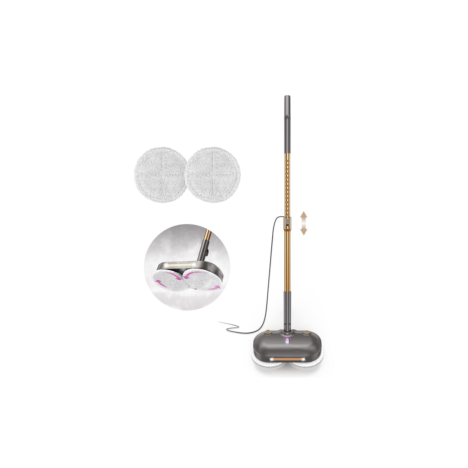Photo 1 of Scrubbing Steam Mop with Rotating Pads, Spin Steam Cleaner for Floor Cleaning,Large Tank,23FT Cord, LED Headlights,Reusable Pads & Self-Standing,Safe for Hard Floor/Laminate/Marble