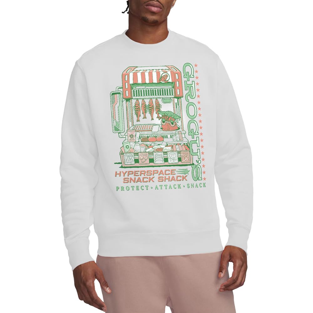 Star Wars The Mandalorian Grogu Snack Shack Market Unisex Sweatshirt, White, Medium