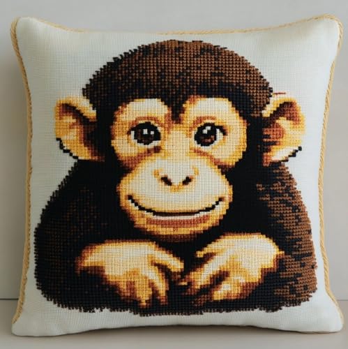 Broderie coussin au point de croix animaux pour adultes kit imprimé DIY