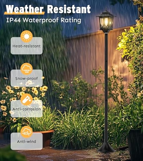 63 Solar Lamp Post Light 2 Pack, Solar Light Posts for Outside Waterproof, Outdoor Lamps for Patio, Backyard, Front Porch Decor, Warm White, Replaceable Bulb