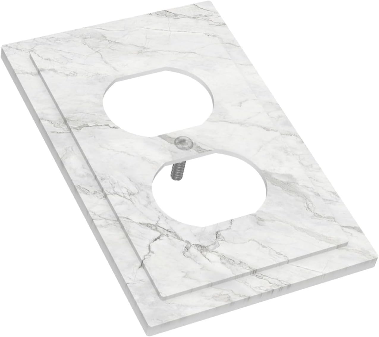 Outlet Covers Marble Granite White And Grey 1 Gang Duplex Electrical Receptacle Faceplate Light Switch Cover Wall Plate Decorative Switch Plates for Home Bedroom Decor image 3