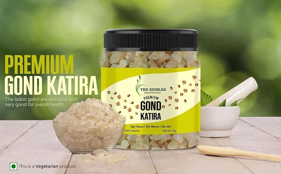 Image of THE EDIBLES Gond Katira Kathila Gum 500gm | Edible Katira Gondh |Traditional Cooling Ingredient, Badam Pisin | Tragacanth Gum | Fiber Rich Superfood for Drinks, Desserts