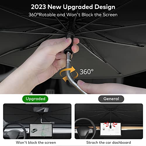Car Windshield Sun Shade Umbrella, Upgraded Car Shade Front Windshield With 360° Rotation Bendable Handle For Car Interior Sun Protection, Keeps Vehicle Cool, Fit Most Vehicle (Large 59''X 33'') #TOP2