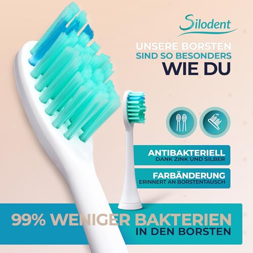 Silodent Schallzahnbürste Champagne. Testsieger-100 Tage risikofrei testen. Einzige elektrische Zahnbürste mit antiseptischen Borsten. Premium Zahnbürste, 5 Programme, Power-Batterie & Reiseetui – Bild 5