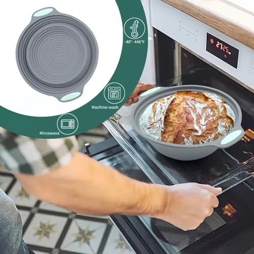9-Inch Sourdough Proving Basket - Silicone Round Bread Proofing Basket with Handle for Beginners and Professionals in Baking - Image 4