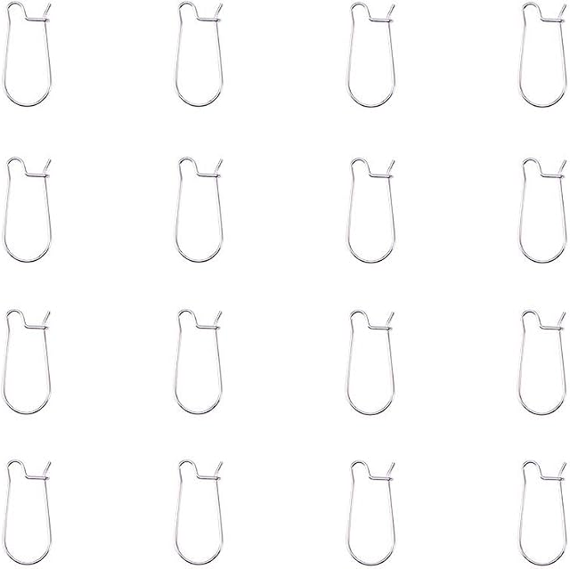 PandaHall Elite 50pcs 304L Stainless Steel Hoop Earrings Components ney Ear Wires, Stainless Steel Color, 20x10mm Pin: 0.7mm