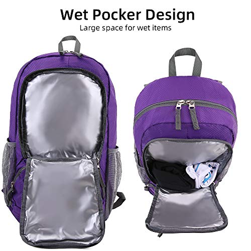 Fengdong 35L Lightweight Foldable Waterproof Packable Travel Hiking Backpack Daypack For Men Women Purple #TOP5