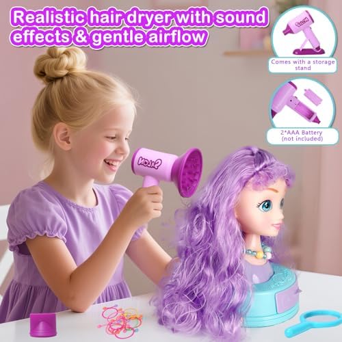 Kryonixty 4-in-1 Doll Head for Hair Styling Kids-9Inch,Hair Salon Toys Makeup Kit Princess Accessories Pretend Play Toys Birthday Gifts for 3-8 Year Old Girls — view 3