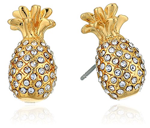 kate spade new york Womens Pave Pineapple Mini Stud Earrings, Clear Gold