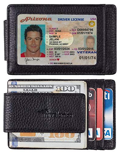 Travelambo Magnetic Money Clip Front Pocket Wallet Slim Minimalist Wallet RFID Blocking (milled black)