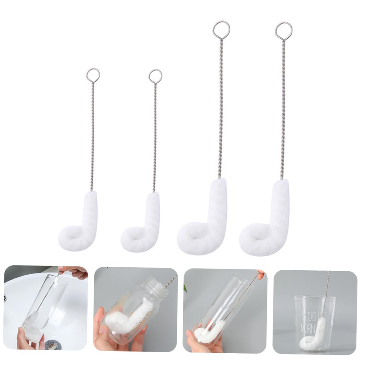 3 Series Cepillo para Botellas Flexible Cepillos De Limpieza Multiusos para Biberones Y Copas con Cerdas Suaves Accesorio Práctico para Hogar Y Cocina 4 Piezas X 3