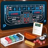 Proshine Craps Tischspiel-Set mit 88,9 x 177,8 cm Gummi-Layout-Matte (blau)