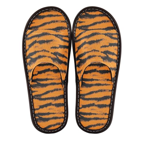 Women Men House Slippers Open Toes Travel Shoes Shower Slippers Tiger Print for Bathroom Pool Hotel Spa Beach