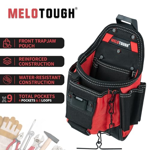 Image of MELOTOUGH Small Electrician Tool Pouch Nail Screw Work Pocuh Tool Belt Pouch with Belt Clip Attachment Tradesman Tool Bag Pouch with Hammer Loop Electrician Tool Holster