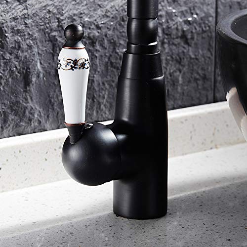 Robinet de cuisine haut noir mat mitigeur évier pivotant