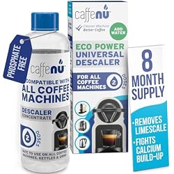 Universal Coffee Machine Descaling Solution. Coffee Machine Descaler Liquid 2 Uses. Descaler Kit. Part of your Barista Accessories Set. Compatible with Nespresso, Phillips, Lavazza, Verismo and More!