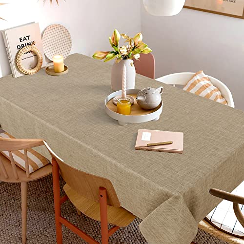 Fitable Faux Linen Tablecloths 2 Pack, Faux Burlap Fabric Table Clothes For Rectangle Tables, Rustic Holiday Table Cover For Kitchen Dining, Party, Farmhouse (Mocha, 54 X 78 Inch) #TOP1