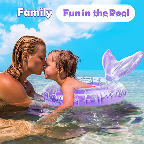 Heysplash Mermaid Pool Float, Mermaid Tail Shaped Pool Swimming Float Tube Ring Floatie, Summer Water Fun Beach Party Swimming Pool Toys For Kids Children Adults Water Activities, Purple #TOP4