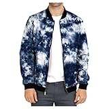 XIAXOGOOL Zipper Jacket Men,Mens Novelty Printed Tie-Dye Sweatshirts Jacket Thin Coat Casual Full Zi